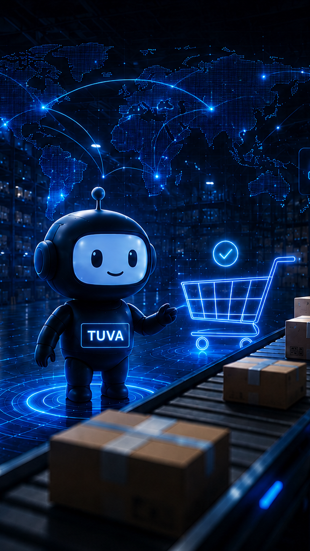 Tuva AI assisting e-commerce logistics with warehouse automation, order fulfillment, and customer support